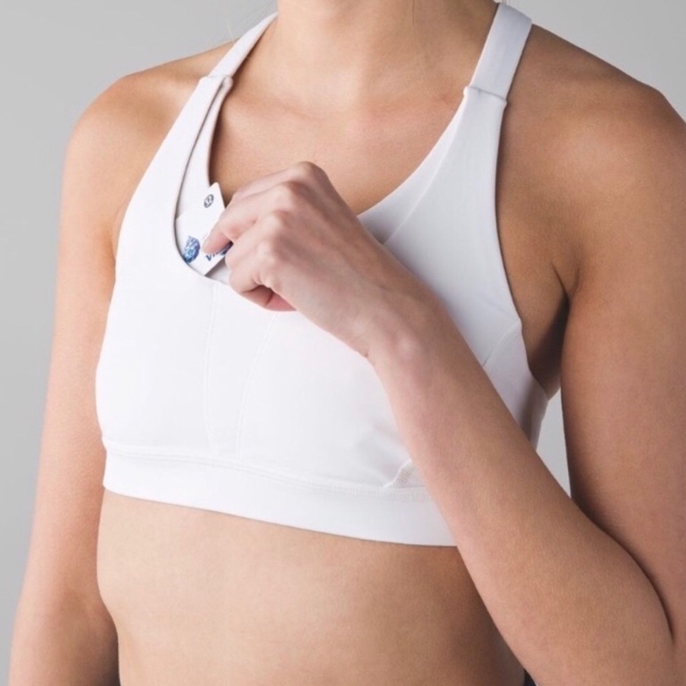 Lululemon White Sports Bra with Pockets & Padding